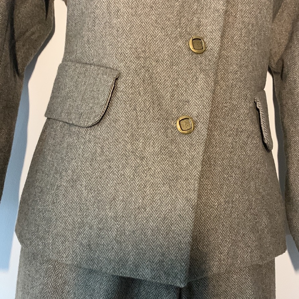 MADE BY ME🌺VTG 90’🌺Handmade Set 💯% Wool Fishbone Tweed Tailored Jacket/Pants - Picture 7 of 15